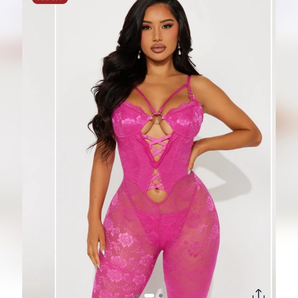 π©·π Better Than Ever LACE Jumpsuit Fuchsia ππ©· - Picture 2 of 3